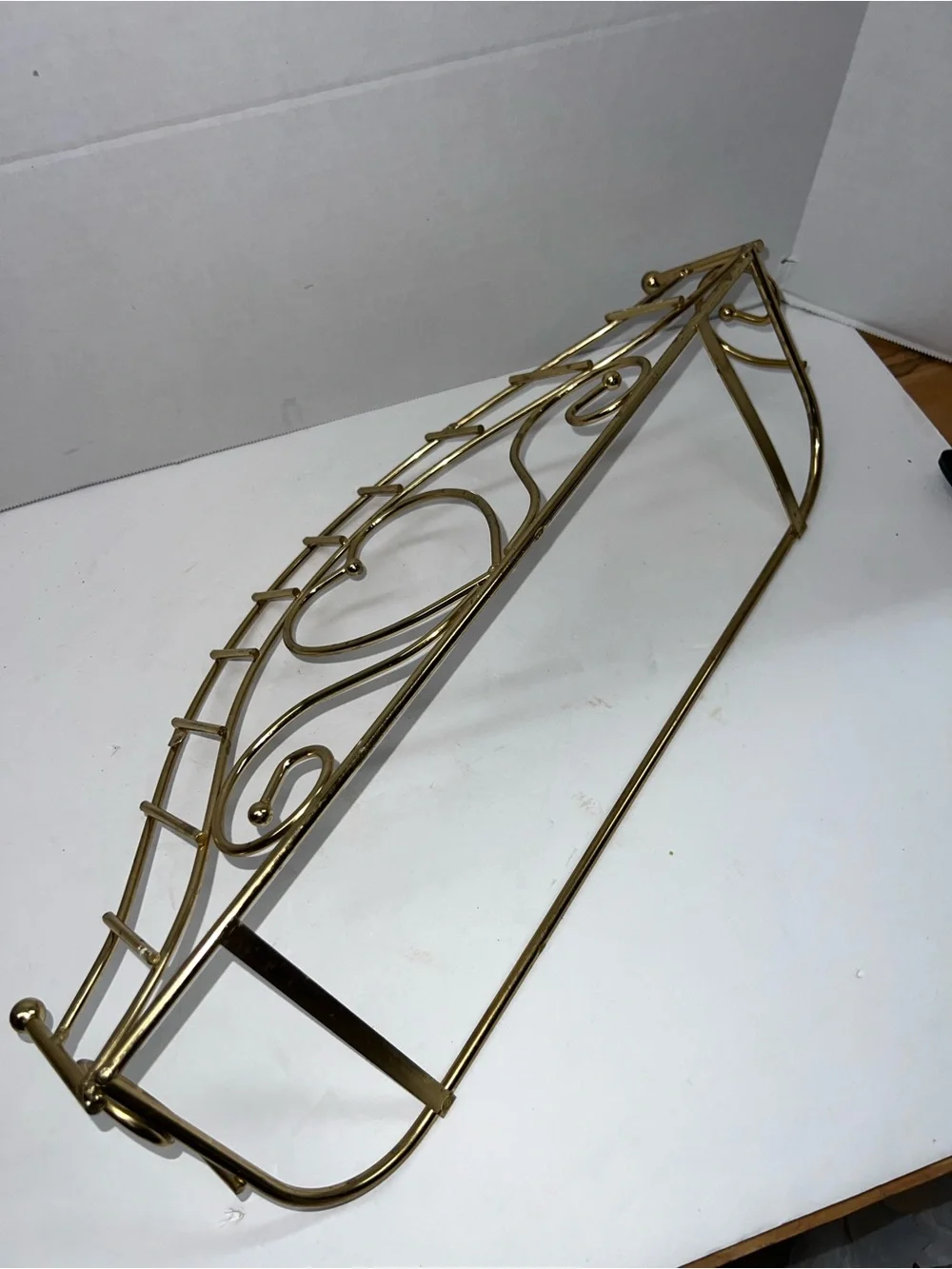 Vintage Gold Metal Heart Wall Shelf Brass Cottagecore